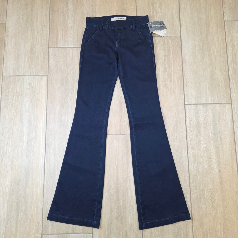 Y2K Denimocracy Low Rise Flare Jeans Women's 26 Dark Wash USA Made NWT